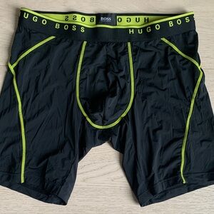 Hugo Boss Men's Black Boxer Briefs with Neon Green Trim